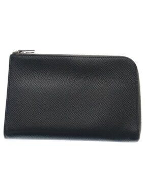 Hermes Remix Duo Silver Round Zip Wallet Black